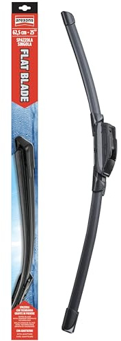 AREXONS - Spazzola Flat Blade 62,5cm, Design Aerodinamico | Con Kit Adattatori, Per Tergicristalli Tradizionali e Nuova Generazione, Gomma Grafitata, Struttura Plastica Alta Resistenza