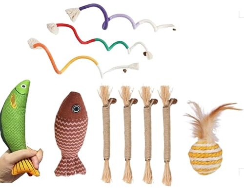 10-in-1 Cat Toys Set,for Kittens & Adult Cats for Dental Care&Stress Relief