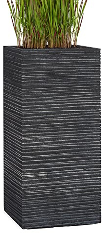 Pflanzwerk® Pflanzkübel Tower Groove Anthrazit 60x28x28cm *Frostbeständiger Blumenkübel* *UV-Schutz* *Qualitätsware*