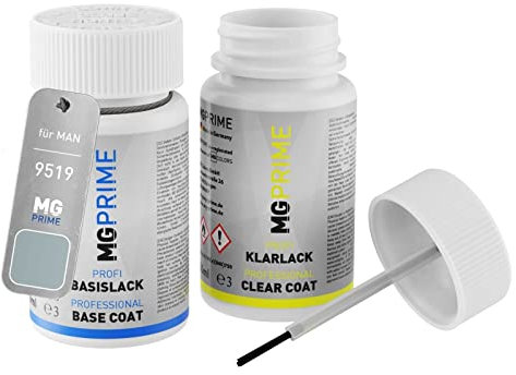 MG PRIME Autolack Lackstift Set für MAN 9519 Silbergrau Basislack Klarlack je 50ml