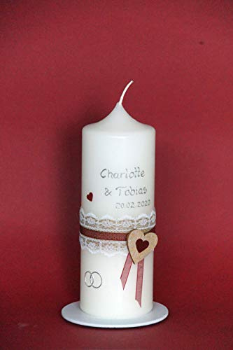 Hochzeitskerze/Brautkerze VINTAGE mit Herz, inklusive Beschriftung ! H 39