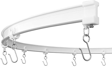 KXLife Flexible biegbare Deckenvorhangschiene (4,9 m), Schienenvorhänge Deckenhalterung mit Schienenvorhangsystem, Deckenschiene Raumteiler, Gardinenstangen für Decke, Deckenvorhangstange