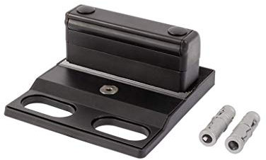 LOCINOX Bodenanschlag SABO zum Aufschrauben für Doppelflügeltore, geeignet für Aufschraub-Bodenriegel bis Ø 20 mm, Höhen- und Tiefenverstellbar, schwarz eloxierte Aluminiumplatte RAL 9005