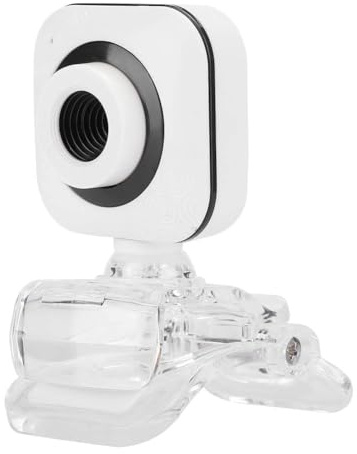 USB-webbkamera, USB-kamera för dator 480P HD-kamera Inbyggd mikrofon Livestreaming videosamtal Datorkamera med transparent klipp HD-webbkamera PC Vit
