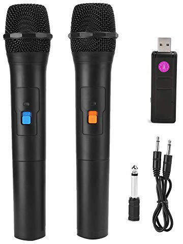 VHF Universal Wireless Microphone, USB Receive Dynamic Handheld Mic, 50m Range, VHF Cordless Microphone System For Karaoke, Live Performances, Meetings, Parties(V16U)