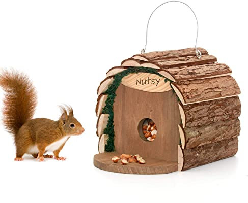 Ckb Ltd 2-in-1 Eichhörnchen-Futterstation / Vogel-Nisthaus zum Aufhängen, rustikal, natürlich, wetterfest, ideal für jede Größe, Garten, Outdoor, Baum oder Balkon