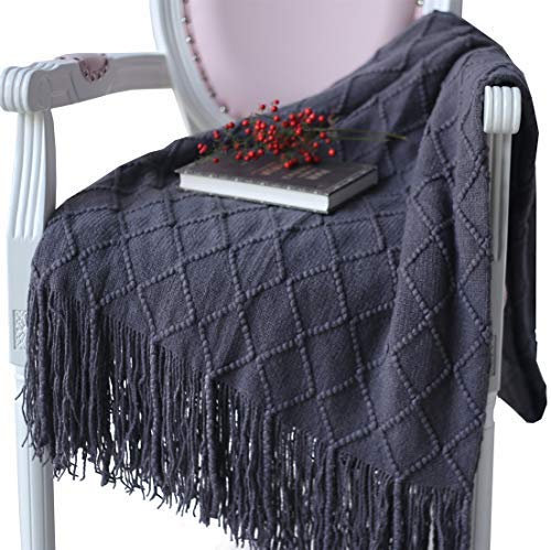 HANHAN Sofadecke Weich Strick Wohndecke with Quaste, Schlafdecke Decke, Strick Wolldecke Quaste Strickdecke TV-Decken Babydecke