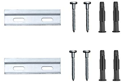 sossai® Dexo Kurzschienen Set | Länge 10 cm | 2x Kurzschiene + Schrauben + Dübel | zum Aufhängen von Küchen-Hängeschränken