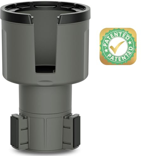 Swigzy Car Cup Holder Expander Adapter (Adjustable) - Holds Hydro Flask, Yeti, Nalgene, Large 32/40 oz. Bottles & Big Drinks - Gray