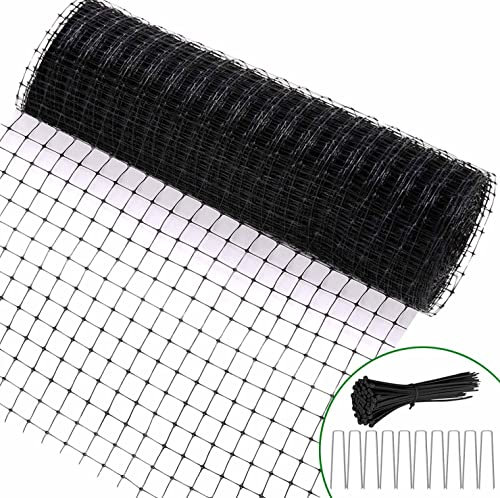 Feizeisun Garden Netting - 2.3m x 20m Heavy Duty Bird Netting for Protecting Vegetables Plants Fruit Trees Flowers, Reusable Large Garden Net Pond Netting, 15x15mm Mesh, Black