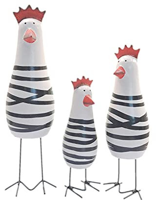 JZK 3 Stück Holz-Huhn-Ornamente, kleine Huhn-Figuren, 3er-Set, kleine Küchenfensterbank, witzige Heimdekoration, Skulptur, lustige Schreibtisch-Ornament