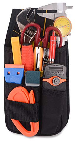 Winjun Werkzeugtasche 1 Stück Schwarz Oxford Stoff Professionelle Wasserdicht Werkzeugtasche Gürteltasche Werkzeugbeutel mit Metallclip