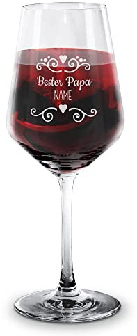 Wein-Glas mit Gravur - mit Name gravieren - Bester Papa - Personalisiertes Rotweinglas, Vatertag, Geburtstag, Weihnachten I Lasergravur, 500 ml