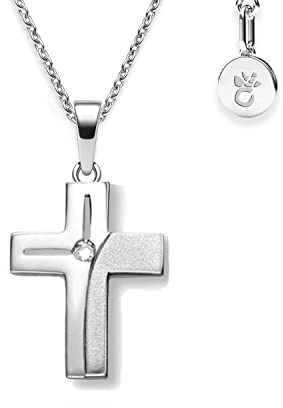 Kreuz Kette Kommunion Mädchen Silber 925, Geschenke zur Taufe Kreuzkette | Erstkommunion Konfirmation Firmung Taufgeschenk, Kinder Halskette Anhänger Taufkette Schmuck Geschenk mit Gravur