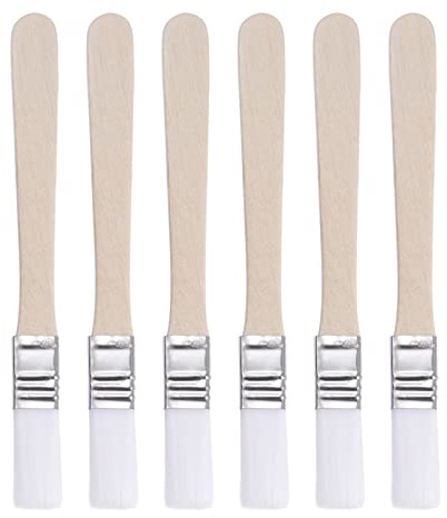 sourcing map 0.5 Largeur Petit Peinture Pinceau Naturel Soies avec Bois Poignée Peinture Outil pour Paroi, Porte, Armoires, Meubles, Clôtures, Blanc 6Pcs