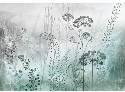 Runa Art Fototapete Blumenwiese 352 x 250 cm Vlies Tapeten XXL Moderne Wandtapete Wohnzimmer Schlafzimmer Türkis 9558011b