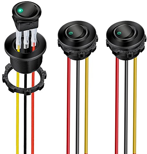 Gebildet 3 Pack Grön LED Vippströmbrytare PÅ/Av med Runt skal 3-stift 12DC-20A/24VDC-10A Vippströmbrytare för Bilbil Lastbil