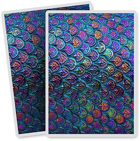 Vinyl Rectangle Vertical (Portrait) Stickers (Set of 2) 10cm - Colourful Rainbow Fish Scale Pattern for Laptops, Tablets, Luggage, Scrap Booking, Fridges #52726