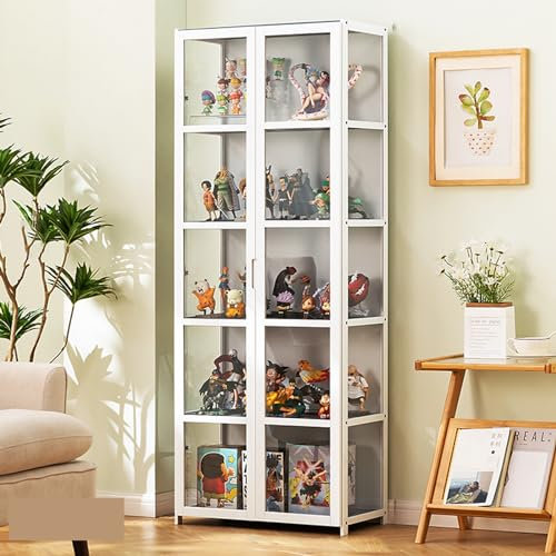JSDMBD Vitrine pour Collection, 4 Niveaux Vitrine Salon de Rangement pour Figurine Object Mange, Transparent Boite Presentoir en Acrylique, Vitrine pour Mini Figurines d'action avec(Blanc)