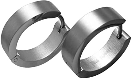 Kikuchi Ohrringe Titan Stäbchen Edelstahl Creolen Kantig Matt Silber Frau Herr Ø 12-18 mm nach Wahl (Ø 18 mm / 5 mm)