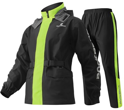 ROCKBROS Cycling Rain Suit for Men Motorcycle Rain Jacket with Pants Windbreaker for All Sports Motorcycle Rain Gear