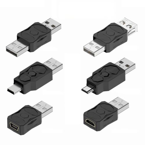 chenyang Adaptateur de conversion de données USB 2.0, connecteur Micro & Mini USB 5 broches vers USB 2.0, lot de 6 pièces