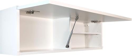 Milionmeblicom Badezimmerschrank Laura Hängeschrank Badezimmermöbel Klappbarer Badezimmer Wandschrank Teleskopöffnung - Mattweiß/Mattweiß, Maße 30 x 90 x 23 cm