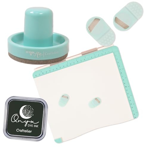 Craftelier - Stempel-Set für Bastel- und Scrapbooking-Projekte | inkl. Stempelplattform, leicht zu hebende Magnete, schwarze Tinte und Presswerkzeug