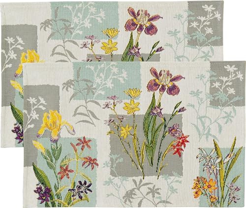 Sander Tischset Flowery Patch 2er-Pack Gobelin Mint-grau-bunt Größe 32x48 cm