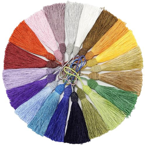 YXJDWEI 20Pcs Quasten 14cm 20 Farben Terylene Anhänger Handgefertigte Troddel Tassel mit Schleifen für Schmuckherstellung DIY Projekte Lesezeichen