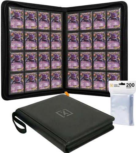 X PRO 1000+ Card Binder - Comes with 200 Card Sleeves | Compatible with TCG, Sports, MTG & More - 16 Pocket Card Binder | TCG Binder