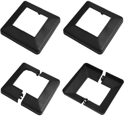 UFURMATE Lot de 4 caches de base de poteau en plastique, 80 x 80 mm, noir