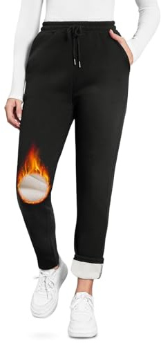 Kfnire Pantaloni Tuta Donna Invernali in ​​Pile a Vita Alta Pantaloni Termici Donna Joggers con Tasche e Coulisse