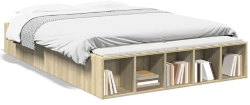 ZEYUAN Bettgestell Sonoma-Eiche 120x190 cm Holzwerkstoff, Bett, Jugendbett, Schlafzimmer Bett, Bed Frame - 3280596