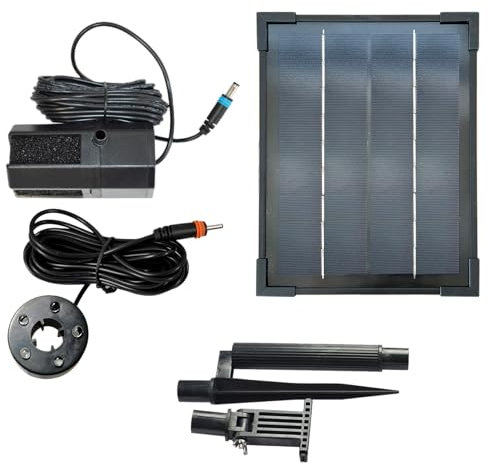Solarpanel, Pumpe für Solarbrunnen, Gartenbrunnen, Springbrunnen, Teichpumpe, Technik Set-5W für Solar Deko mit Li-Ion Akkus und LED Licht (7-SP022050S)