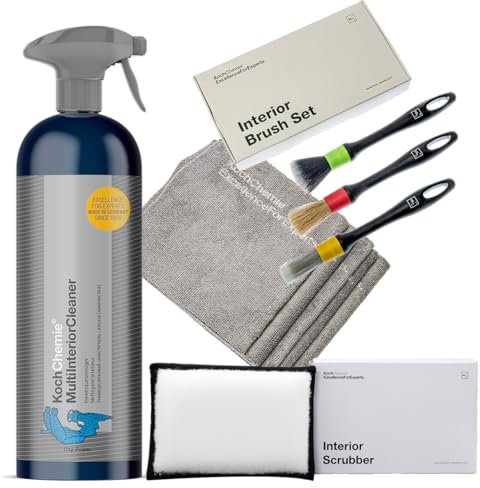 Winrodoor Auto Reinigungsset- Koch Chemie Innenraum-Multi Interior Cleaner 750 ml, Detailing Pinsel, Mikrofasertuch, Interior Scrubber für Autos, LKWs, SUVs, Vans, Motorräder, Boote, Wohnmobile & ATVs