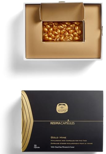 Kedma - Gold Mine Hyaluronic Acid Capsules - Capsules à l'Acide Hyaluronique pour Hydratation et Fermeté de la Peau - Réduit les Rides - 30 Capsules
