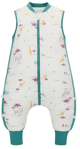 HyAdierTech Babysovsäck med fötter och strumpor, året runt-sovsäck baby 2,5 TOG, 100 % bomull pyjamas för pojkar och flickor från 12 månader till 2 år, 80 cm/baby höjd 75–90 cm, Grön-80, 80