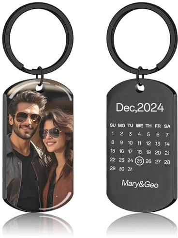 JONZIN Personalisierte Geschenke,Schlüsselanhänger mit Foto,Personalisierter Schlüsselanhänger mit Bild Gravur Text Namen Hundefoto(Foto-Kal)