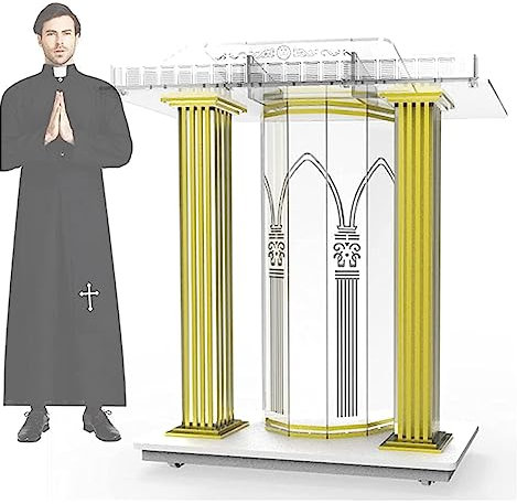 Tragbarer Rednerpult-Podiumständer aus Acryl mit Rollen für Kirche und Veranstaltungen