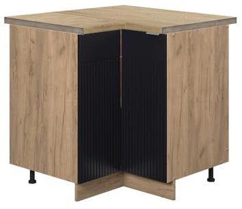 Vicco Eckunterschrank Fame-Line, Schwarz gestreift, 80.5 cm, AP Eiche, zur Kombination mit weiteren Modulen der Fame-Line Serie