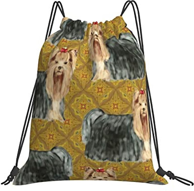 Klapprucksack Yorkies Turnbeutel Mit Kordelzug Personalisiert Reiserucksack Outdoor Sportarten Gym Bag Für Kindergarten, Schwimmen, Outdoor, 36X42Cm