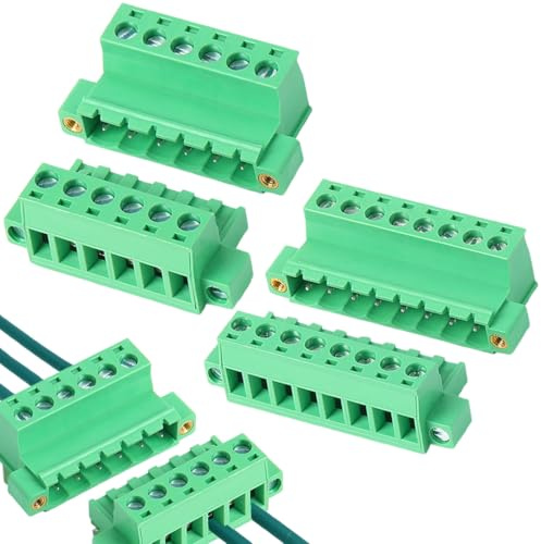 Mount Screw Terminal Block Stecker Set, 2 Klemmleisten verbinder, Schutzleiterklemme, Steckbare Klemmen, Panel-Montage zum Selbermachen, Grün, 6-polig, 8-polig je 1