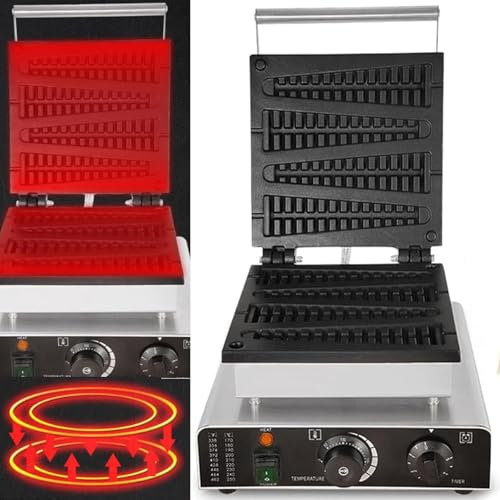 DRYIC Máquina eléctrica para Hacer gofres, máquina de Plancha para gofres, sartén de Hierro Fundido de Molde de Pino Antiadherente, máquina para Hacer gofres de Palo