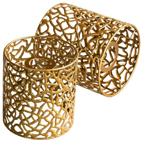 Osasy Metall-Lampenschirme, 2er Set, E27/E14, Gold | Durchbrochenes Design,Für Hängelampe, Für Stehlampe,Pendellampenschirme,Dekoratives