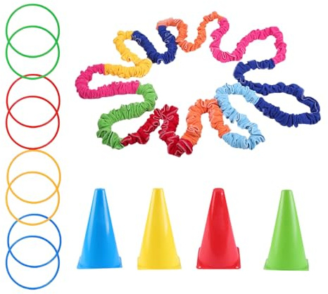 Stretchy Band, Elastic Rope, Physical Activity Game Equipment, Marked Bucket Toy Set, Outdoor Tool for Kids Boys Teens Youth Playtime, 5.12x5.12x7.09 inches