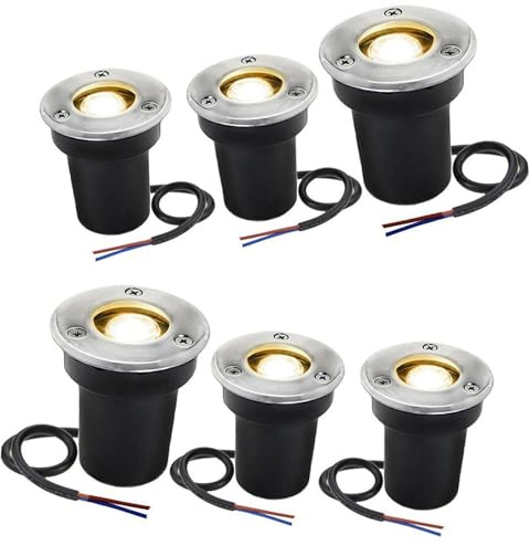 GUODDM Lot De 6 Spots De Sol - Projecteur LED D'extérieur 1 W, Étanche IP67, pour Éclairage De Pavage, Terrasse, Marches, Jardin, Pelouse Et Paysage(White,12v-24v(1W))