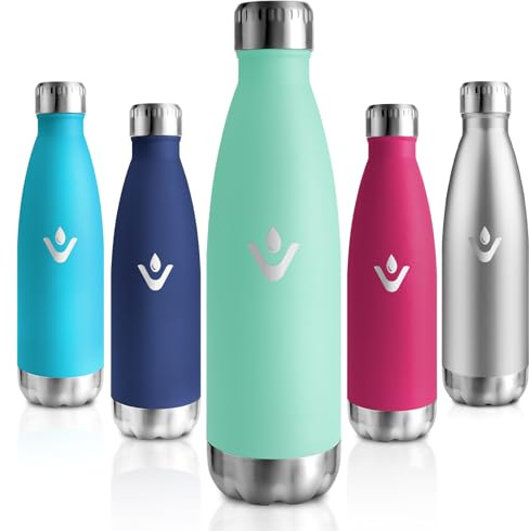 Motswedi Borraccia Termica 500 ml, Senza BPA, Bottiglia Termica, 18/8 Acciaio Inox, Bottiglia Acqua, Doppia Parete, Borracce Termiche, per Palestra, Scuola, Sport, Ufficio, Yoga, Blu Verde