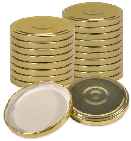 Oputec 20 x Schraubdeckel TO 82 Gold – Ersatzdeckel für Einmachgläser | Twist Off Deckel, luftdicht & lebensmittelecht | Einmachdeckel für Marmelade, Einkochen & Vorrat | Made in EU