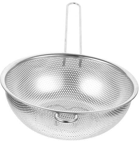 VERDANVERSE Contenitore in Acciaio Inossidabile Per Lavaggio Frutta Scolapasta Per Riso Alimenti Design Manico Singolo Piccolo Per Rapido Drenaggio Uso Cucina Preparazione Cibo